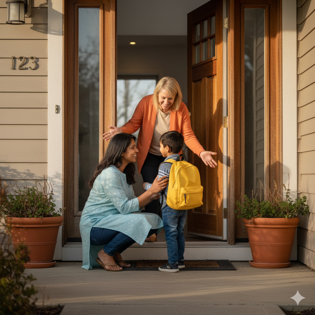 Parent with child at day home